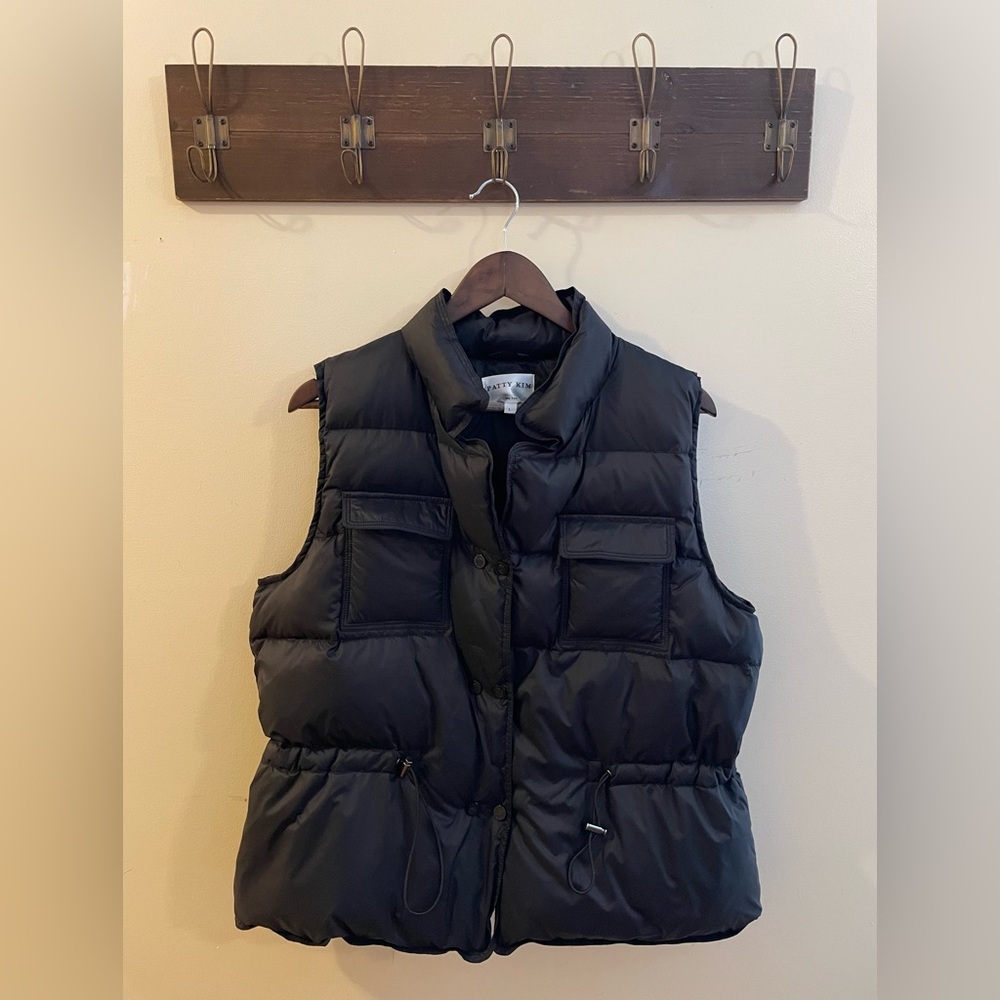 Patty Kim Black Duck Down Puffer Vest Size Large